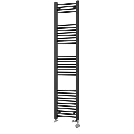Zennor - Black Dual Fuel Towel Rail H1800mm x W400mm Thermostatic - Straight (1/3)