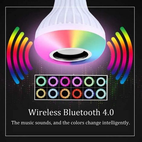 Music LED Ampoule, Ampoules LED Couleur E27 Haut-parleur Bluetooth RGB Changement de couleur Ampoule télécommande pour la fête, la (1/4)