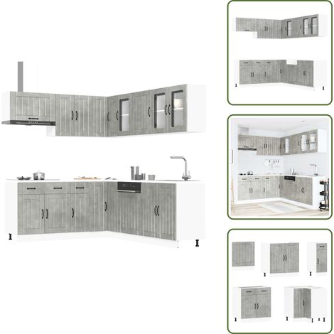 Mobili da cucina con scomparti - vidaXL Set Mobili da Cucina 11 pz Lucca Grigio Cemento in Truciolato - Mobili da cucina con piedini regolabili