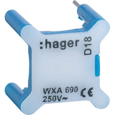 Hager – Voyant lumineux LED bleu 230V – Fonction témoin et repérage – Installation rapide par clipsage – Compatible Essensya et Gallery