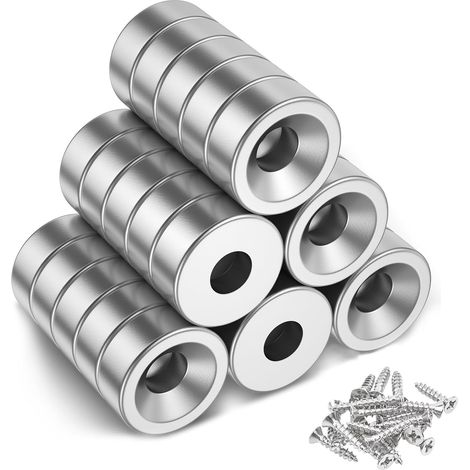 30 Pièces Aimant Puissant a Visser Neodyme, 8X3mm M3 Aimants Super Puissant Magnets Magnetique pour Frigo Cuisine Panneaux Armoires (1/5)