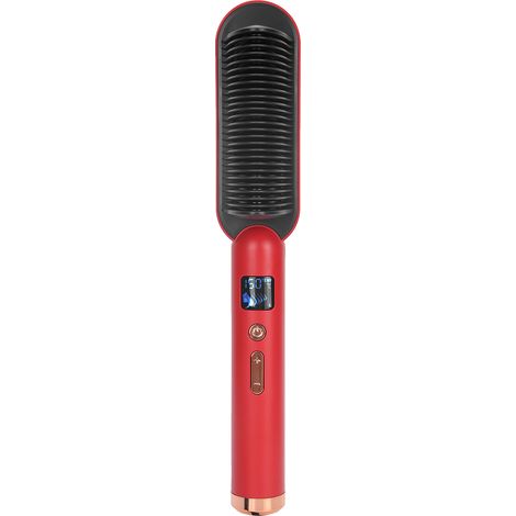 Brosse lissante à ions négatifs anioniques, peigne chauffant pour cheveux, lissage et bouclage, outil rouge, fiche CN 220V (1/5)