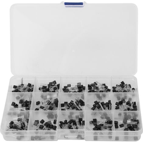 Kit de 300 transistors TO-92 variés (S9012, S9013, S9014, S8050, S8550) pour projets électroniques et réparations DIY. (1/5)