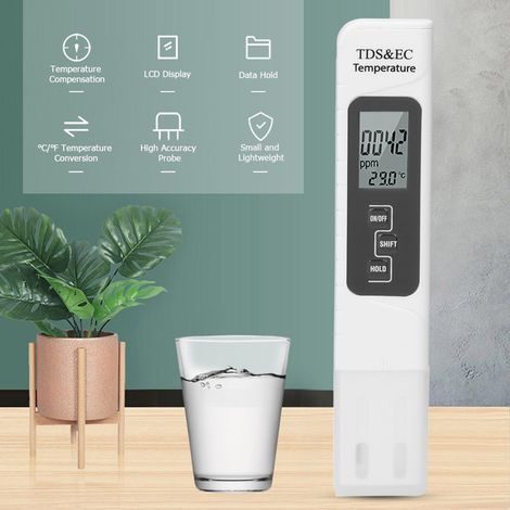 Contrôleur Qualité Eau 3 en 1 TDS EC Conductivité Thermomètre pour Usage Domestique (1/5)