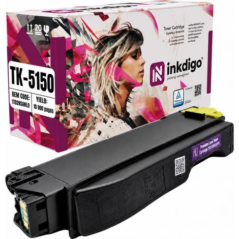 Toner Inkdigo TK5150Y compatible avec les imprimantes Kyocera Ecosys M6035cidn et P6035cdn, certifié TÜV. (1/5)
