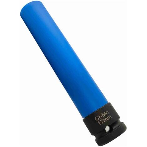 Douille à choc de 17 mm pour écrous de roue, entraînement 1/2 pouce, acier chrome-molybdène, ultra-profonde, à paroi mince, non marquante (1/5)