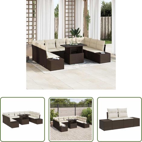 Gartenmöbel - Garten-Sofa-Set mit Speicher 10 pcs Braun Poly Rattan (1/5)