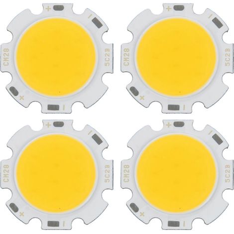 x 5-W-Chip-LED-Lampe, rund, COB, superhell, warmweiß, DC 15–17 V