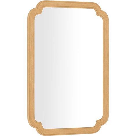 Specchio decorativo rettangolare in stile rustico per bagno soggiorno ingresso, Specchio da parete ad arco con angoli arrotondati Naturale (1/4)