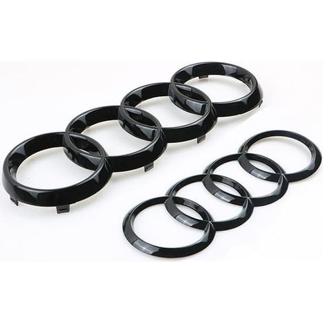 Ecleanfy - Anneaux d'emblème Audi noirs avant et arrière pour A1 A3 A4 A5 273 mm 192 mm