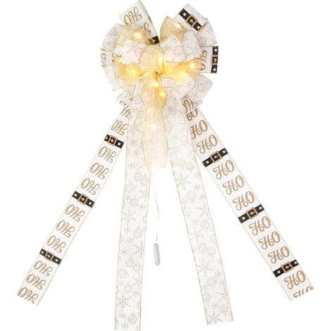 Couronne de ruban LED de noël, décoration de sommet d'arbre d'hiver pour porte d'entrée, fournitures de décoration de fête, alimentée par batterie (1/5)