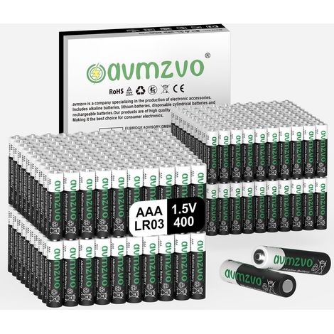 Piles AAA LR03, Lot de 400, 1,5 V, Puissance Durable, alcalines, puissantes, Peuvent être utilisées pour Les Jouets, Les réveils et Autres appareils électroniques (1/5)