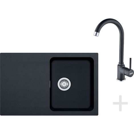 Franke Set - Set per cucina T30, lavello in tectonite OID 611-78, nero + miscelatore FP 9900, onyx NEW 114.0366.039 (1/5)