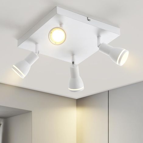 ZMH Spot de Plafond LED 4 Ampoules Blanc Salon Plafonnier Spot Orientable GU10 Spot Lampe Plafonnier Moderne Spot de Plafond pour Cuisine, Chambre, Couloir, sans Ampoule (1/5)