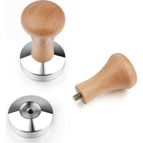 Presse à Café en Acier Inoxydable 51mm, Pilon à Café en Poudre, Presse a Cafe, Espresso Café Sabotage, Accessoires de Cuisine avec Manche en Bois, pour Le Bureau, La Maison, Les Fêtes