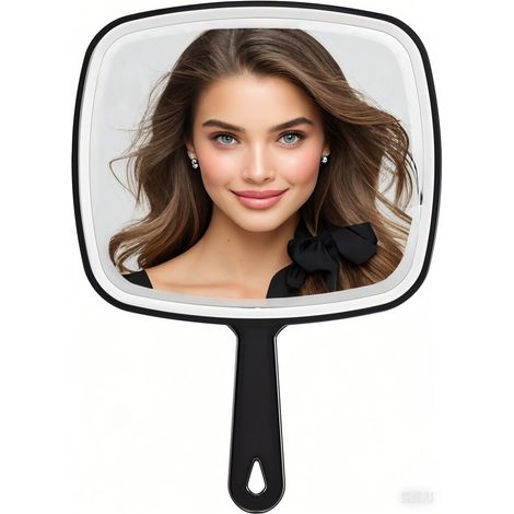 Miroir à Main Polyvalent(26.5X19cm) avec réflexion sans Distorsion Salon Barber Miroir de Coiffure carré No (1/5)