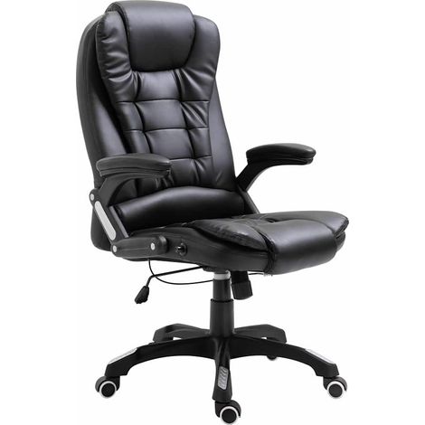 vidaXL Silla de oficina de cuero sintético negra (1/5)