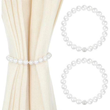 Embrasse Rideau Magnétique - Sans Perçage - Nœud Blanc - Pour Maison Bureau Enfant - Lot De 2