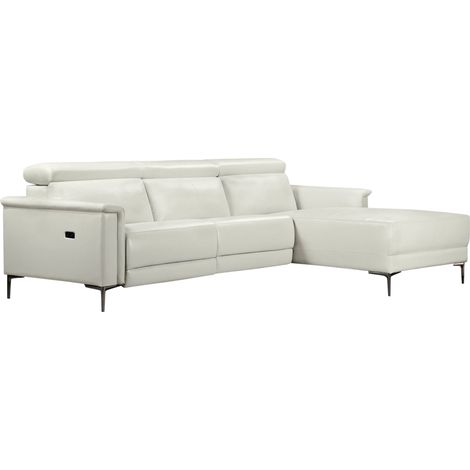 Lund-Canapé 3 places avec 1 fauteuil inclinable électrique en PU crème (1/5)