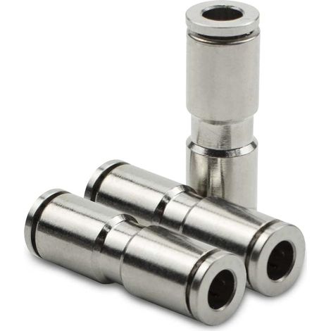 Stück 8 mm Durchgangs-Pneumatikverbindung zum Einstecken, 2-Wege-Schnellverschluss-PU-Luftleitungsadapter aus vernickeltem Messing