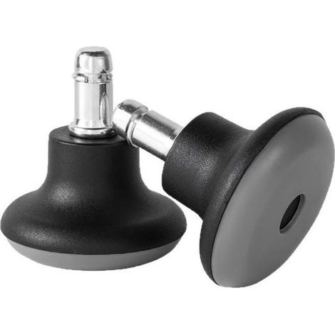 Pieds de rechange pour chaise de bureau à roulettes pivotantes, compatibles également avec les roulettes fixes, profil bas, patins adhésifs en PVC noir, lot de 5 (1/4)