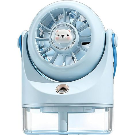 Ventilateur avec brumisation,Rechargeable, silencieux, mini et portable Petit ventilateur de bureau personnel rafraîchissant ,Pour la maison, bureau, été, extérieur, voyage, camping, pêche, (1/5)