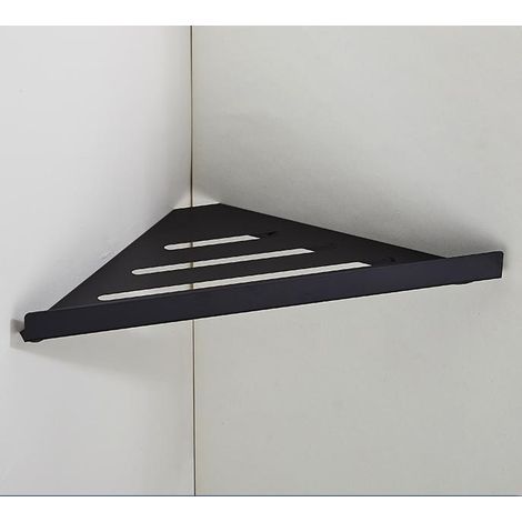 Étagère de rangement en acier inoxydable rangement pour la maison, étagère de rangement d'angle de salle de bain, noir, accessoires de salle de bain (1/5)
