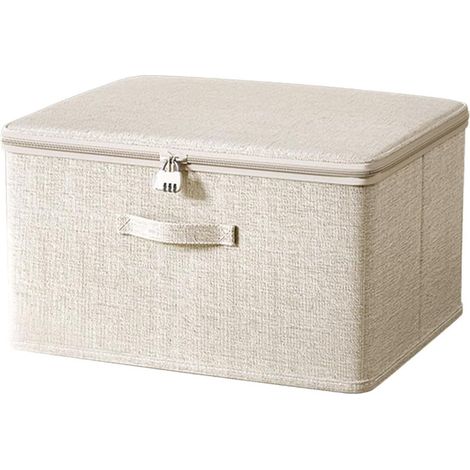 Caja de almacenamiento - Caja de almacenamiento con cerradura - Caja de almacenamiento de tela - Caja de almacenamiento con tapa - Ideal para guardar ropa y juguetes - 40 x 30 x 21 cm (1/5)