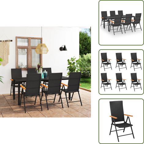7-tlg. Garten-Essgruppe Schwarz und Braun - Gartensessel - Gartentisch - Rattan Gartenmöbel - Outdoor Möbel - Balkonmöbel (1/5)