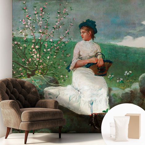 Papier peint intissé mural avec colle pour salon et chambre Décoration murale rapide - Colle incluse gratuite Calme floral 250x250 cm (1/5)