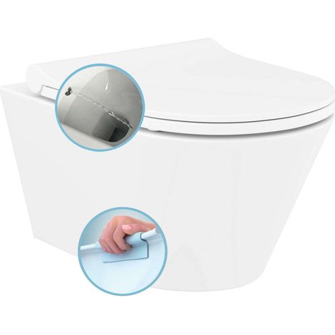 Sapho Avva - WC sospeso con doccetta bidet, Rimless, bianco 100312 (1/5)