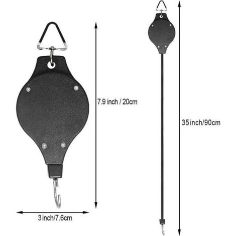 Poulie Pour Plantes - 90 cm - Charge Maximale 5 kg - Pour Suspension Extérieure - Lot De 3 (1/4)