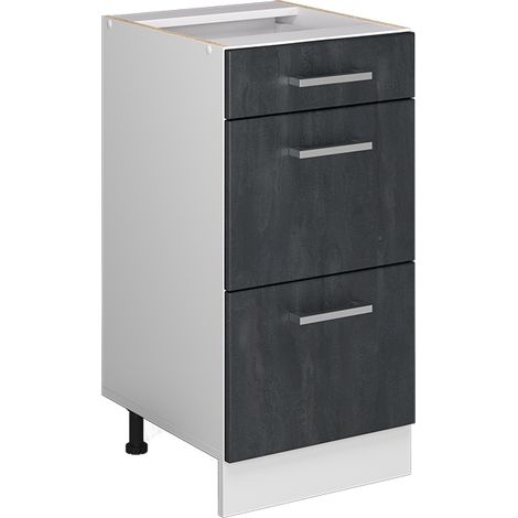 Mobiletto base per cucina R-Line, Calcestruzzo nero, 40 cm senza piano di lavoro, Vicco (1/5)