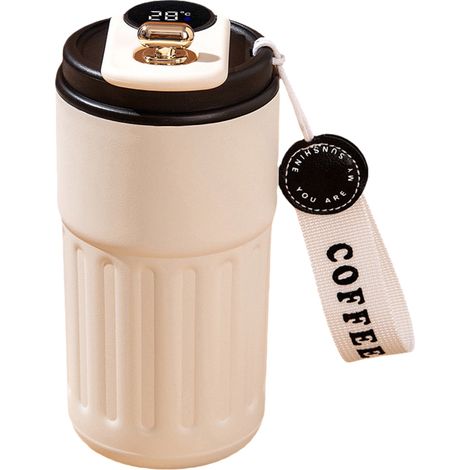 Mug de voyage en acier inoxydable 316 avec affichage de la température, tasse à café isotherme de 440 ml, bouteille d'eau portable étanche sous vide, tasse à café thermique, garde les boissons chaudes (1/5)