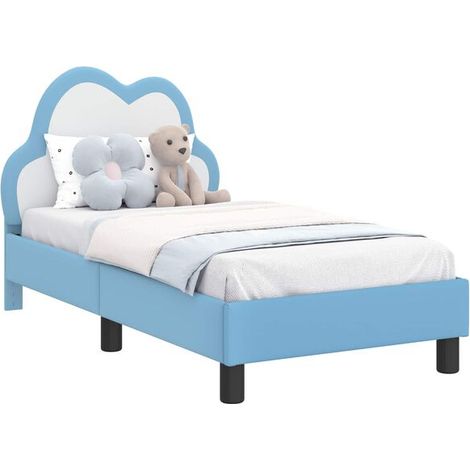 Cadre de lit bébé avec tête de lit, bleu, 70 x 140 cm (1/5)