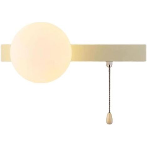Wandleuchte mit Glaskugel, Zugschalter, länglicher rechteckiger Metallsockel, Bilderleuchte (1/5)