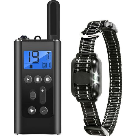 Wiederaufladbares Hundeerziehungshalsband mit Vibrations-, Ton- und Lichtfunktionen, IPX67 wasserdicht, geeignet für alle Hunde (1/4)