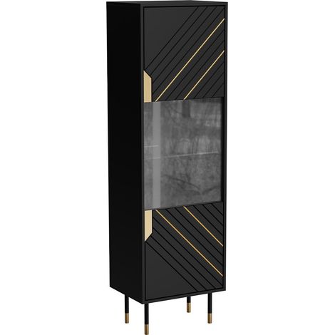 Estantería Elmteo 105 , Con puertas, Cerrable, MDF, Aglomerado laminado, Vidrio templado, Número de puertas: 0, Número de cajones: 0, 180x54x40cm