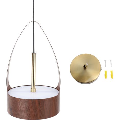 Ortviai Lustre suspendu LED en imitation bois, design moderne pour cuisine, salon ou chambre – éclairage chaud 100-240 V
