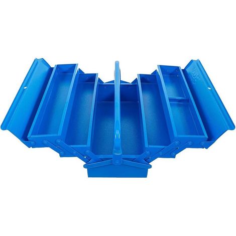 Caisse à Outils Métallique Vide 420 x 200 x 200 mm - 5 Compartiments - Solide et Pratique pour Rangement - D-Work