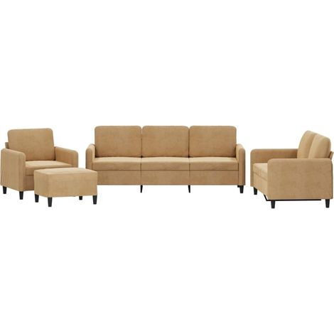 vidaXL Set di Divani 4 pz Marrone in Velluto (1/5)