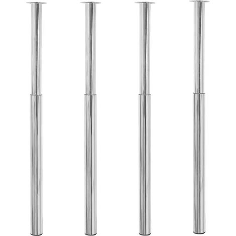 Lot de 4 pieds de table télescopiques réglables 60 x 710 x 1100 mm en fer chromé