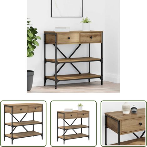 Rangement couloir - Table console avec tiroir Marron 100 x 34,5 x 75 cm bois (1/5)