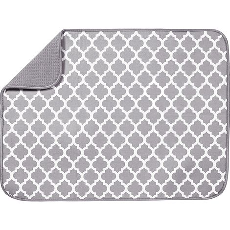 1 Tapis de séchage microfibre réversible 45x60cm absorbant cuisine blanc (1/5)