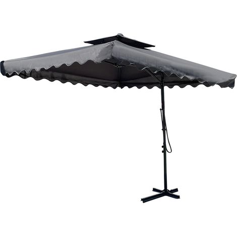 Sombrilla de jardín descentralizado tela impermeable 2,5 m poste de metal 2,3 m  Color: Gris
