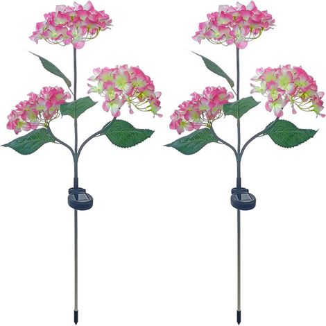 2 Guirlandes lumineuses solaires, hortensias multicolores, tiges flexibles, décoration jardin extérieur (1/5)