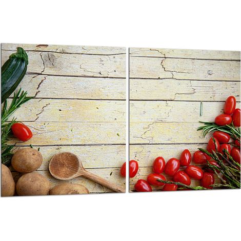 2 plaques de protection en verre pour cuisinière 40x52 tomates (1/5)