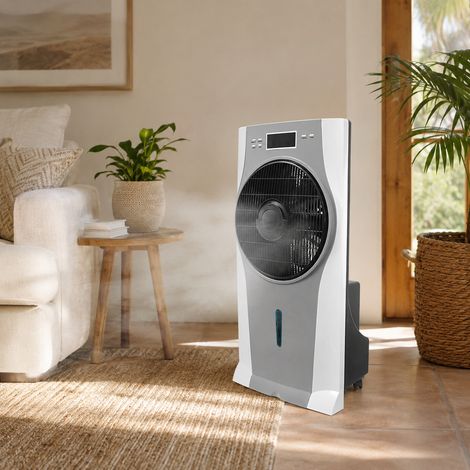 Fabrilamp – Ventilateur sur pied nébulisateur blanc 90W – 3 vitesses – Réservoir 2,5L – Moteur ionisant pour air purifié – Dimensions 79x39,5x25 cm — vue 3