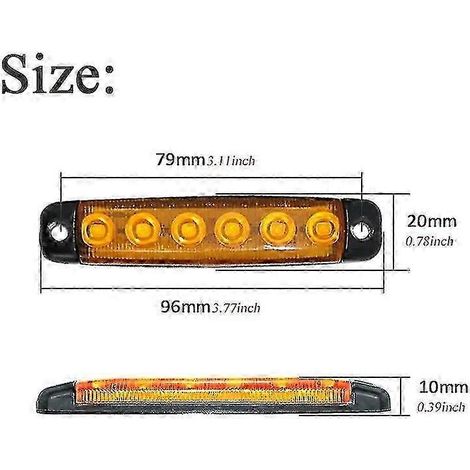 Lot de 10 feux de position latéraux à LED 24 V pour voitures, camions, remorques, bus (blancs) (1/4)