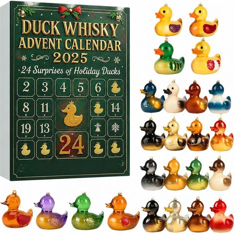 Calendrier de l'Avent surprise, boîte surprise, ornement en acrylique, canard whisky, 24 pièces, cadeau (1/3)
